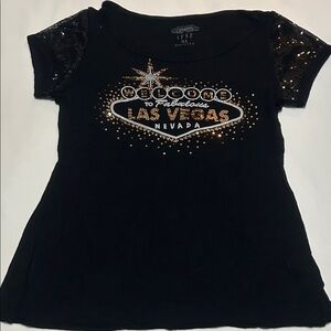 IFSE Black Sequin Las Vegas T-Shirt XL see the measurements
